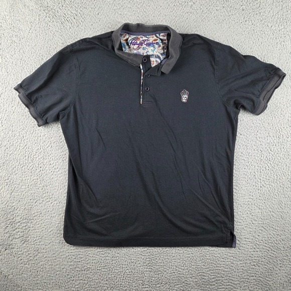 Robert Graham Other - Robert Graham Lucifer Polo Shirt Mens L Black Skull Crown S/S Preppy Designer